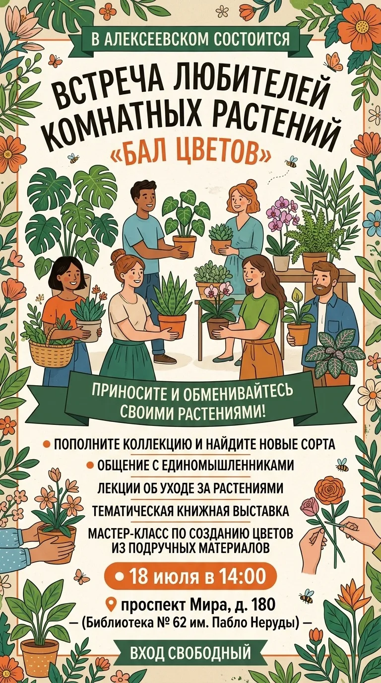 🪴 В Алексеевском состоится встреча любителей комнатных растений «Бал цветов»