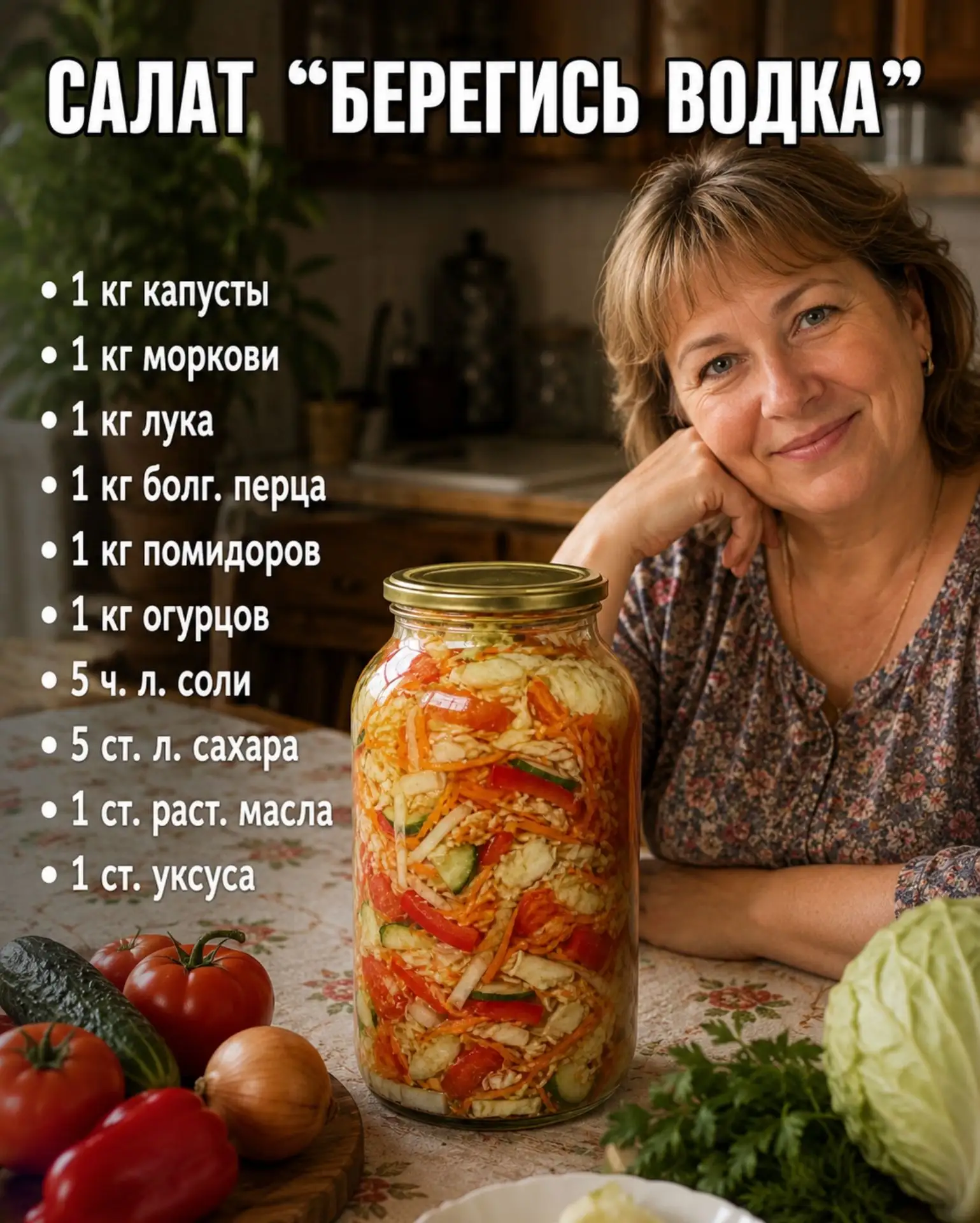 Салат «Берегись водка» — идеальная закуска на зиму! 🥒🍅