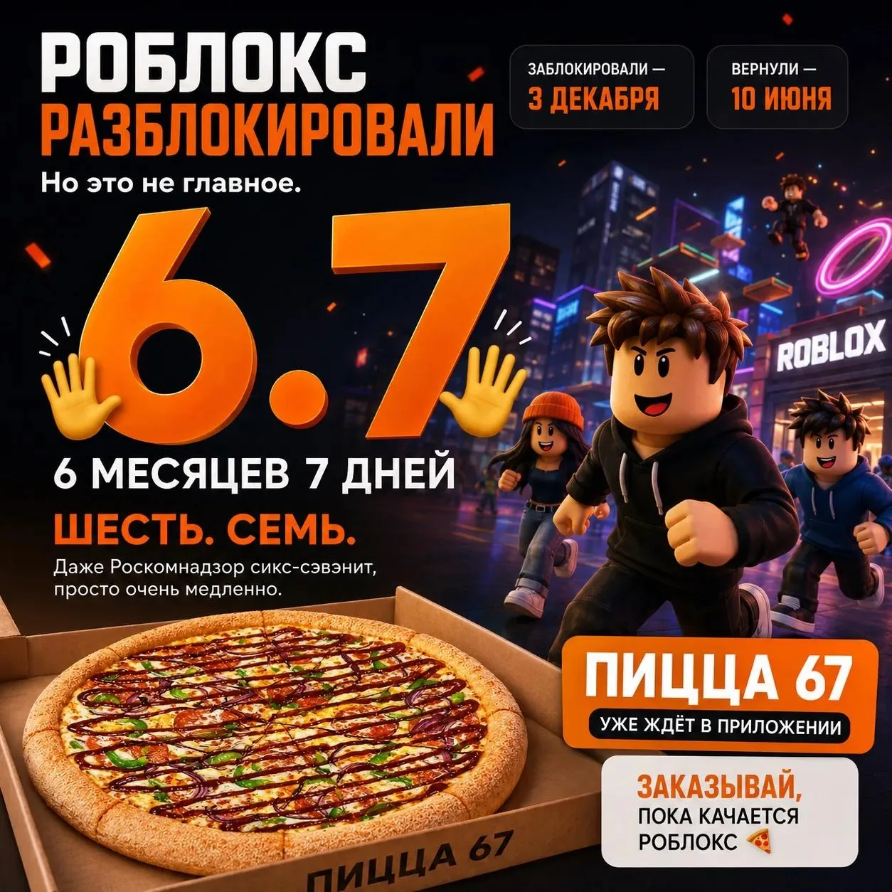 🎮 Роблокс разблокировали. Но это не главное.
Главное вот что: его заблокировали 3 декабря, а вернул