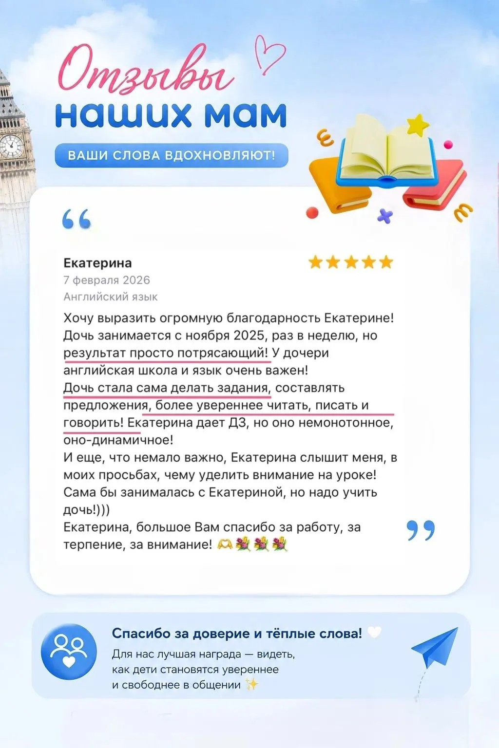 Почитайте отзывы наших учеников - возможно, они помогут вам сделать выбор в пользу наше...
