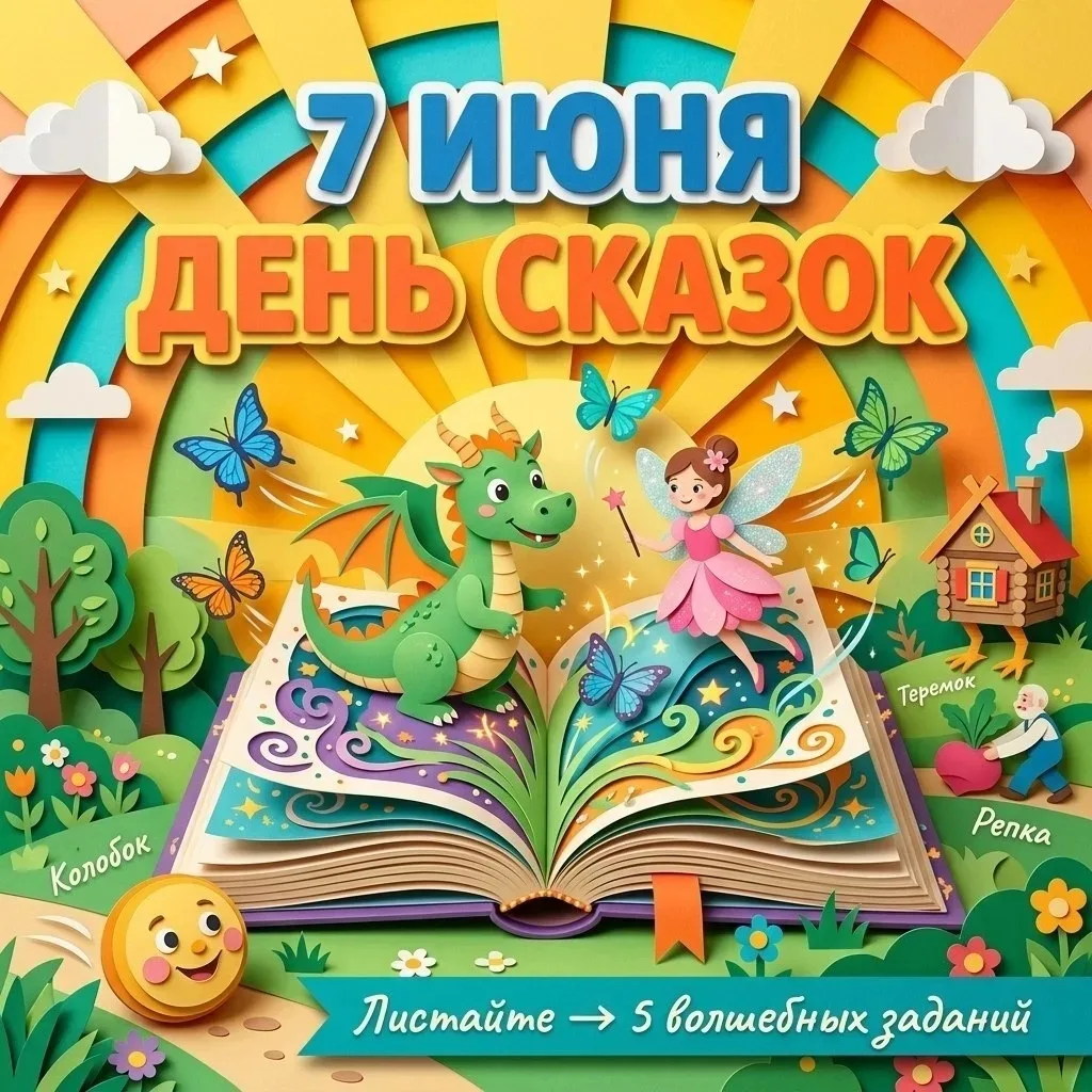 7 июня — Всемирный день сказок 🧸✨

Каждый из нас вырос на сказках. Они учат добру, смелости и вере 