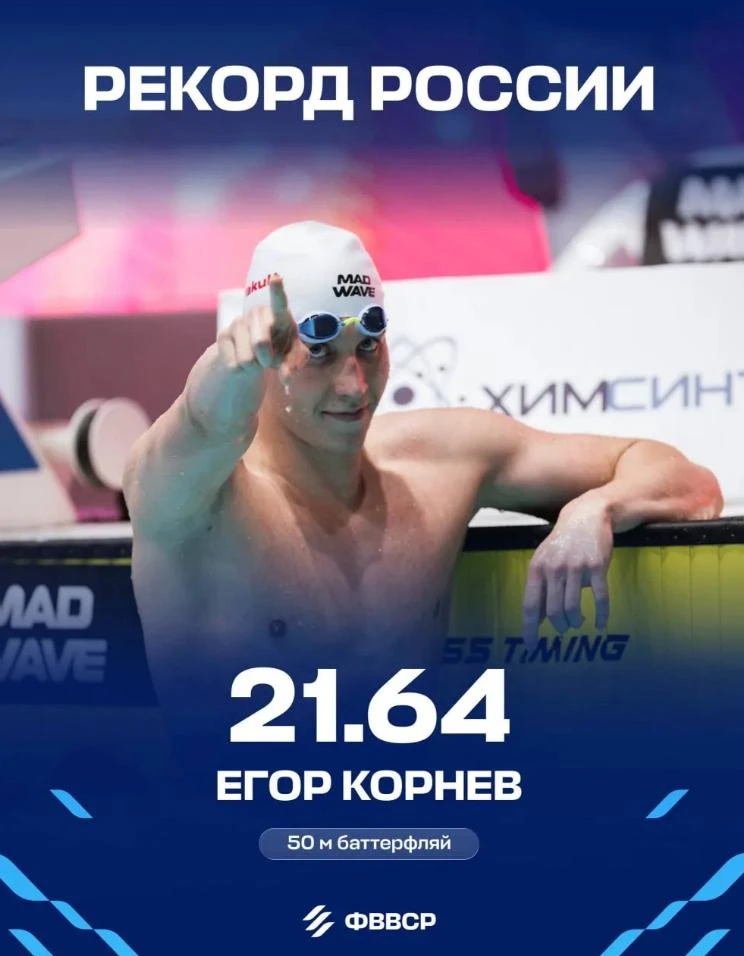 🏆🏊‍♂ Пловец Егор Корнев установил новый рекорд России