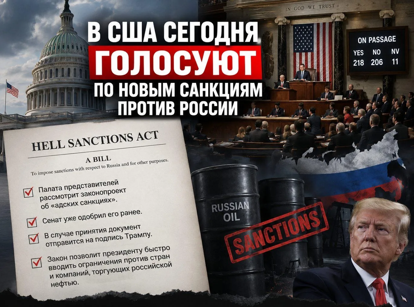 🇺🇸🇷🇺 Новость: в Сша сегодня голосуют по новым санкциям против России.