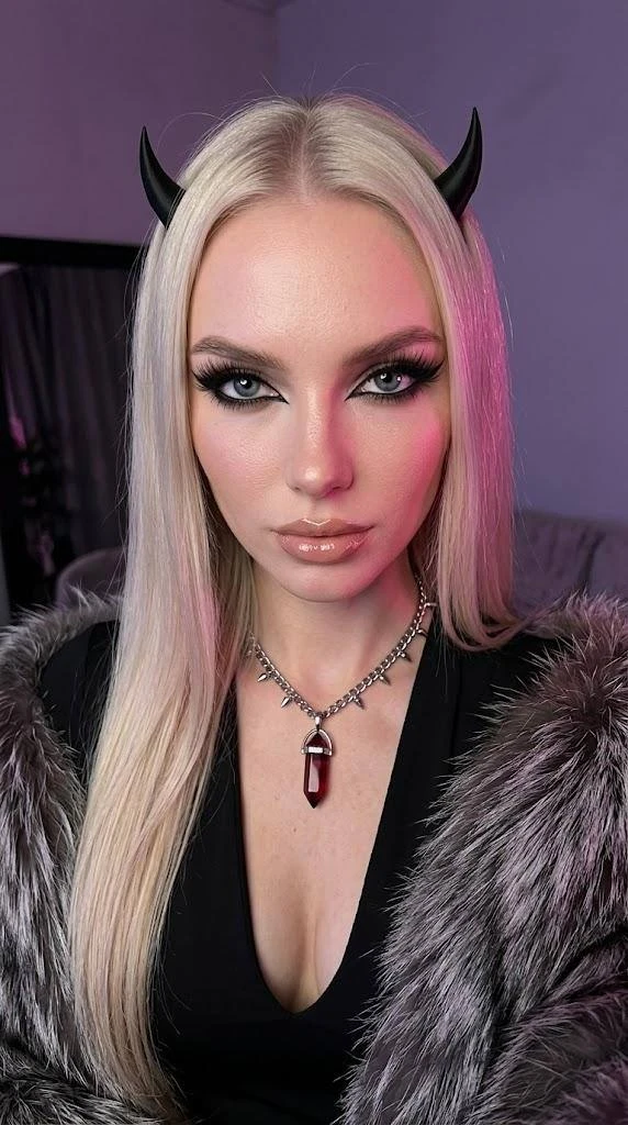 Розовый нуар 🖤  9:16, alt-goth / e-girl glam.Close-up селфи, ракурс сверху, ночная атмосфера.Длинные