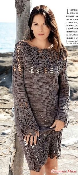 Ажурное платье шоколадного оттенка   🧶 Вязание на каждый день