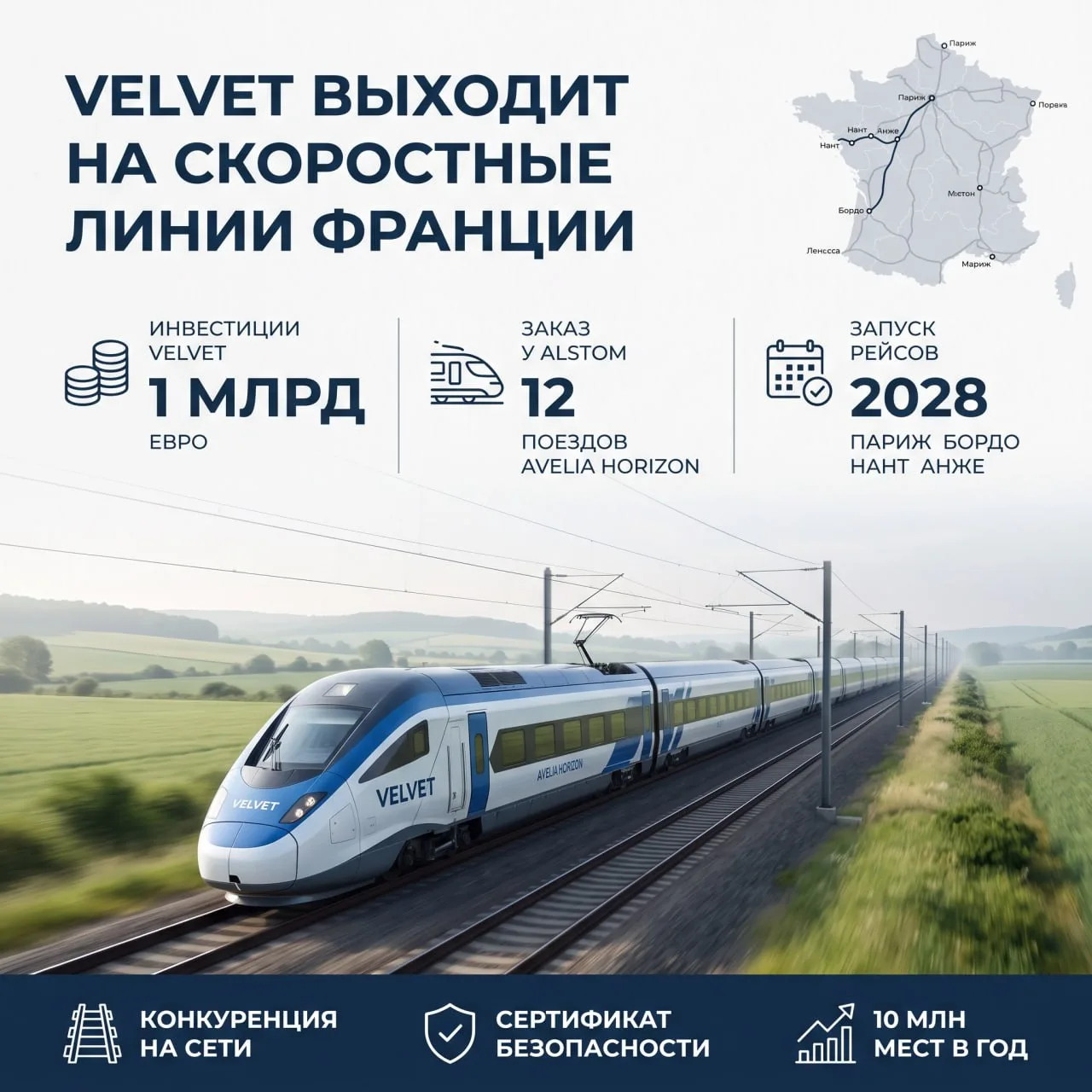Velvet получила первую лицензию на скоростные перевозки во Франции