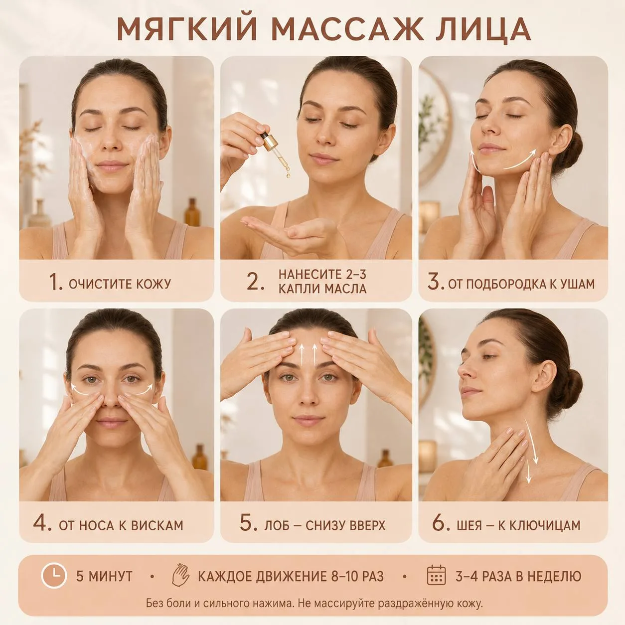 Мягкий массаж лица за 5 минут