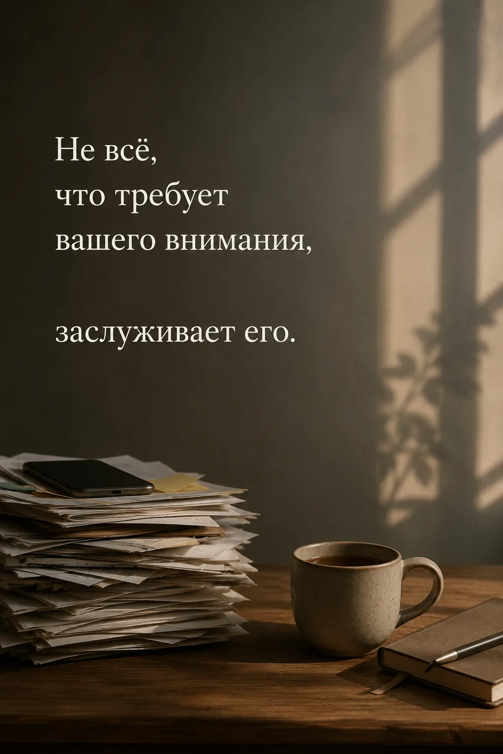 Не всё,
что требует
вашего внимания,
заслуживает его.

❤ Психология отношений