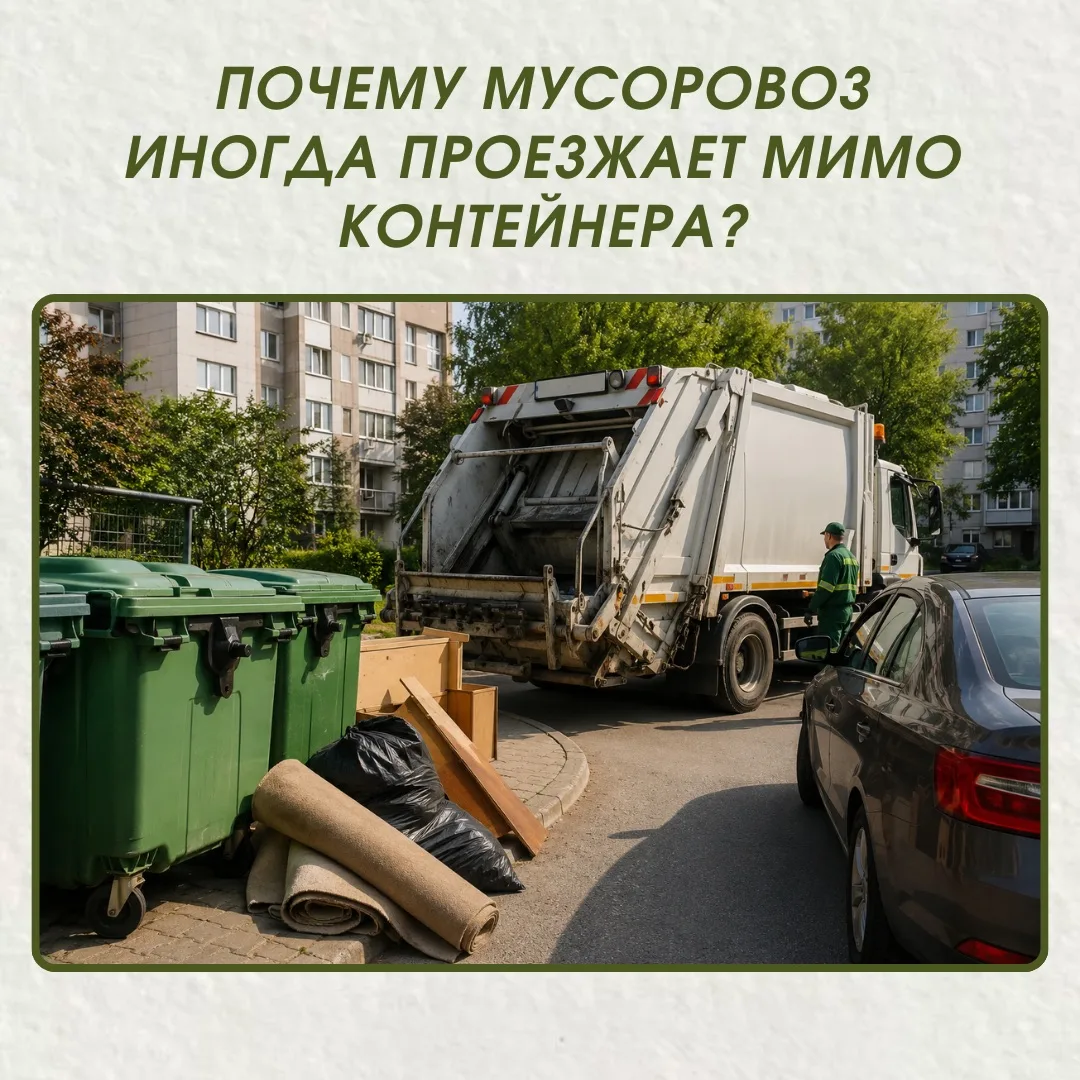 Почему мусоровоз иногда проезжает мимо контейнера?🚛