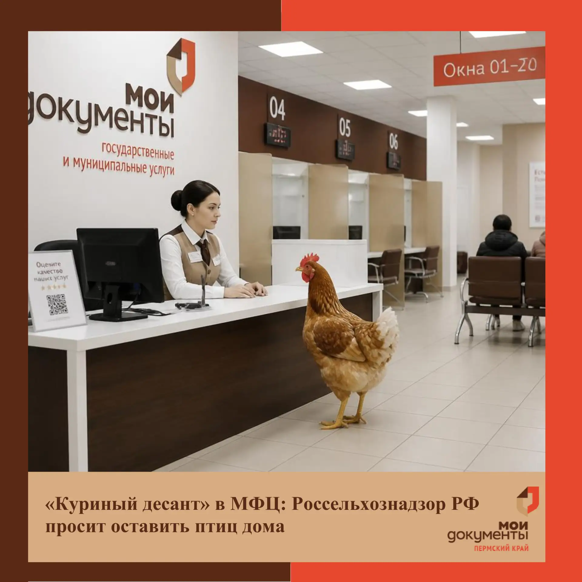 🐔«Куриный десант» в МФЦ: Россельхознадзор просит оставить птиц дома