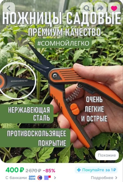 Ссылка на ножницы садовые 

Реклама. Информация о рекламодателях по ссылке https://s.ozon.ru/nP8OXcx