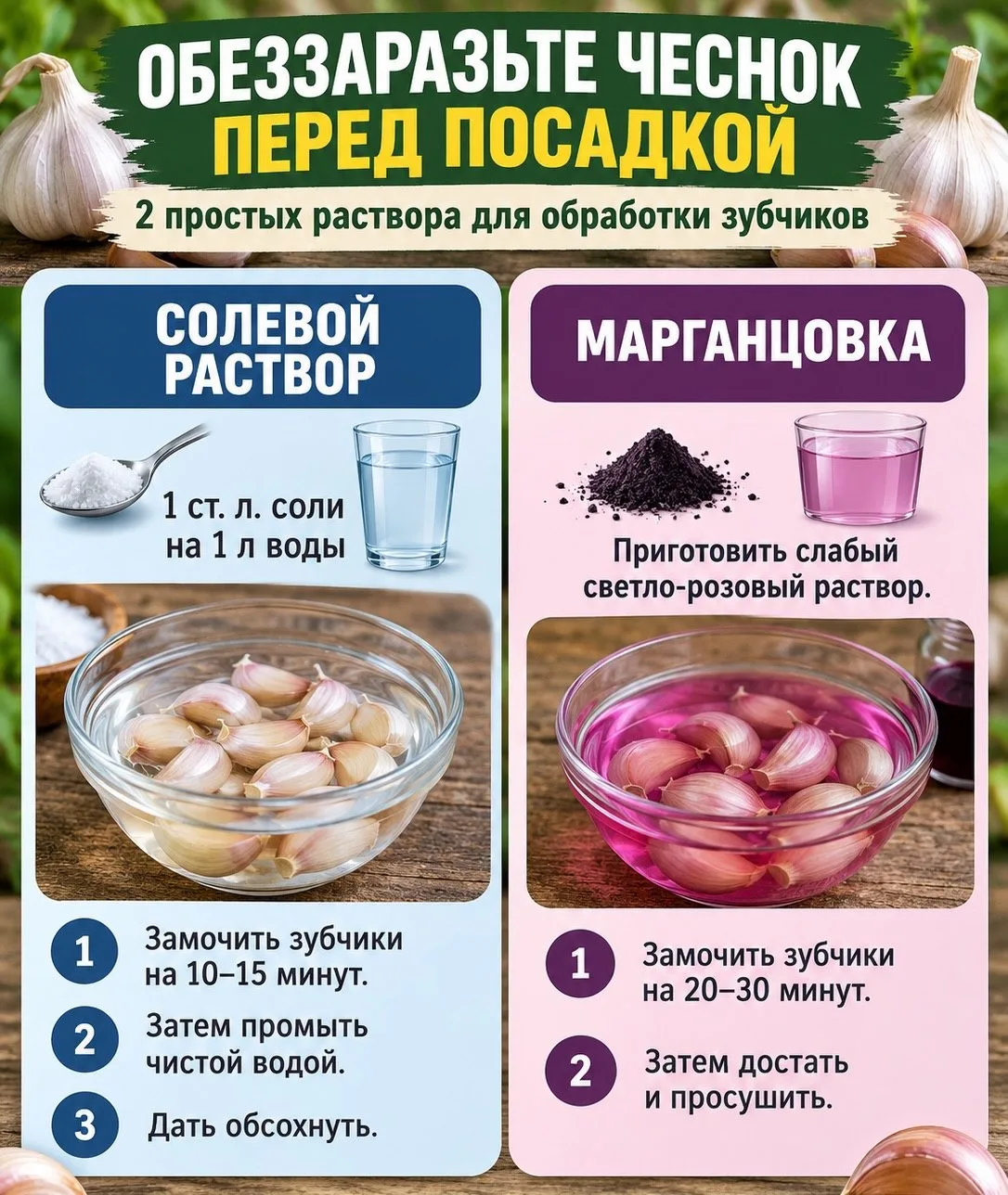 🧄Обработайте чеснок перед посадкой