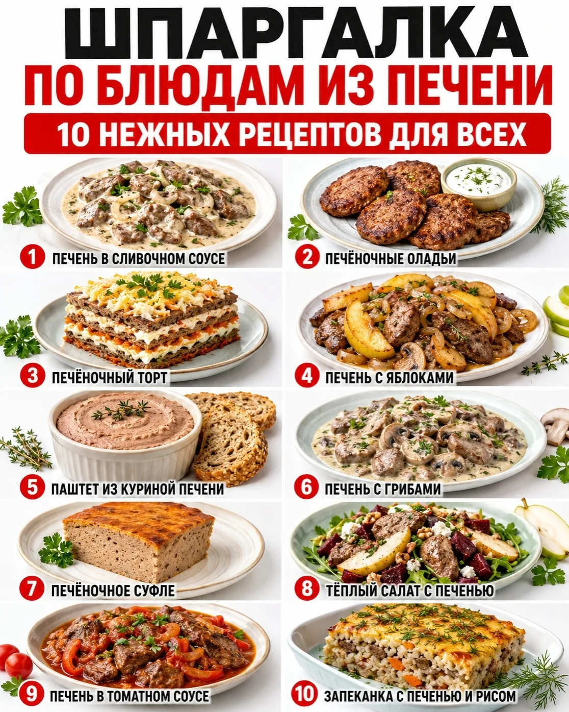 🍽️ ШПАРГАЛКА ПО БЛЮДАМ ИЗ ПЕЧЕНИ ❤️