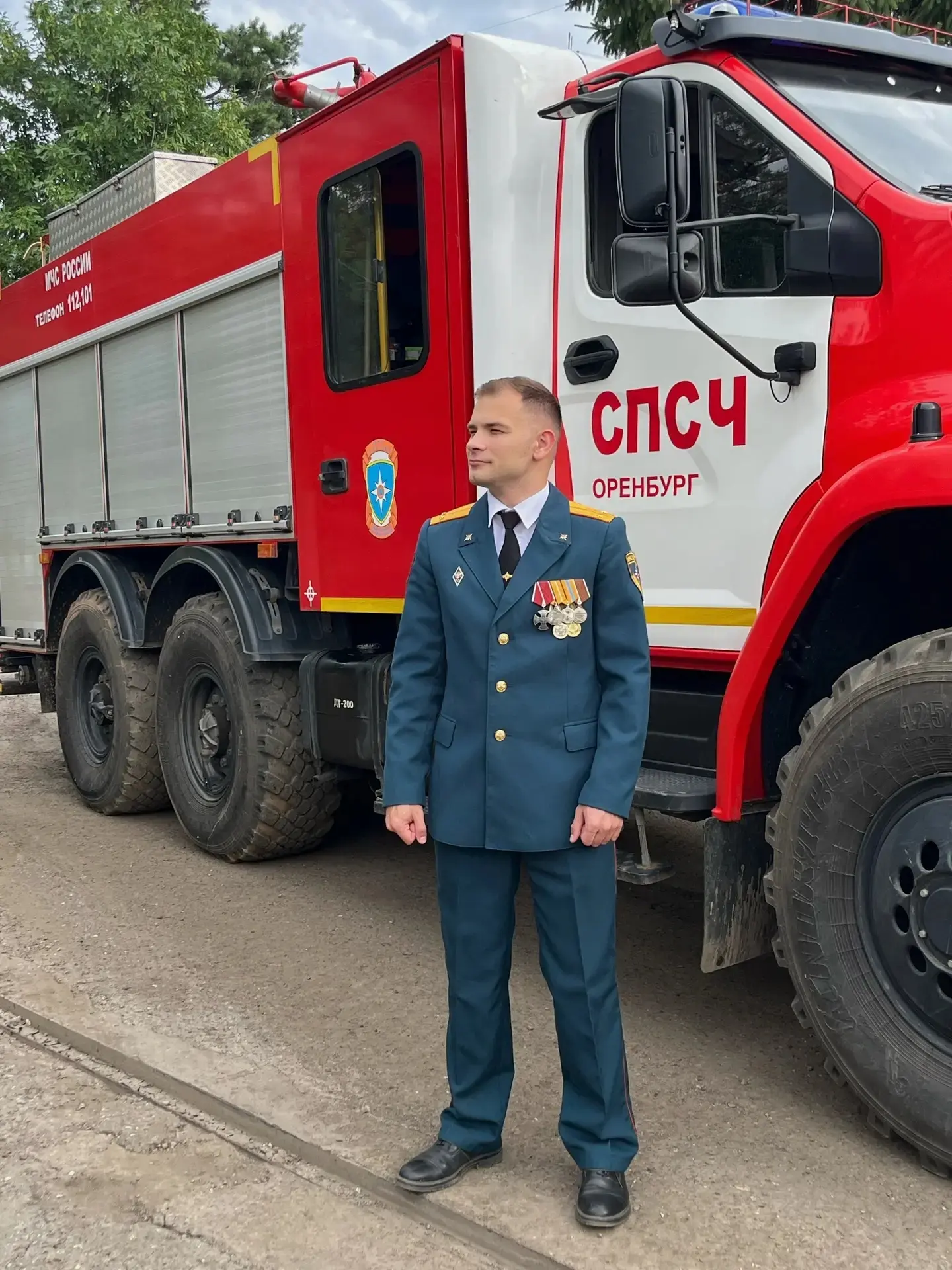Начальник 32 пожарно-спасательной части Адамовского района Егоров Данил Андреевич принимает участие 
