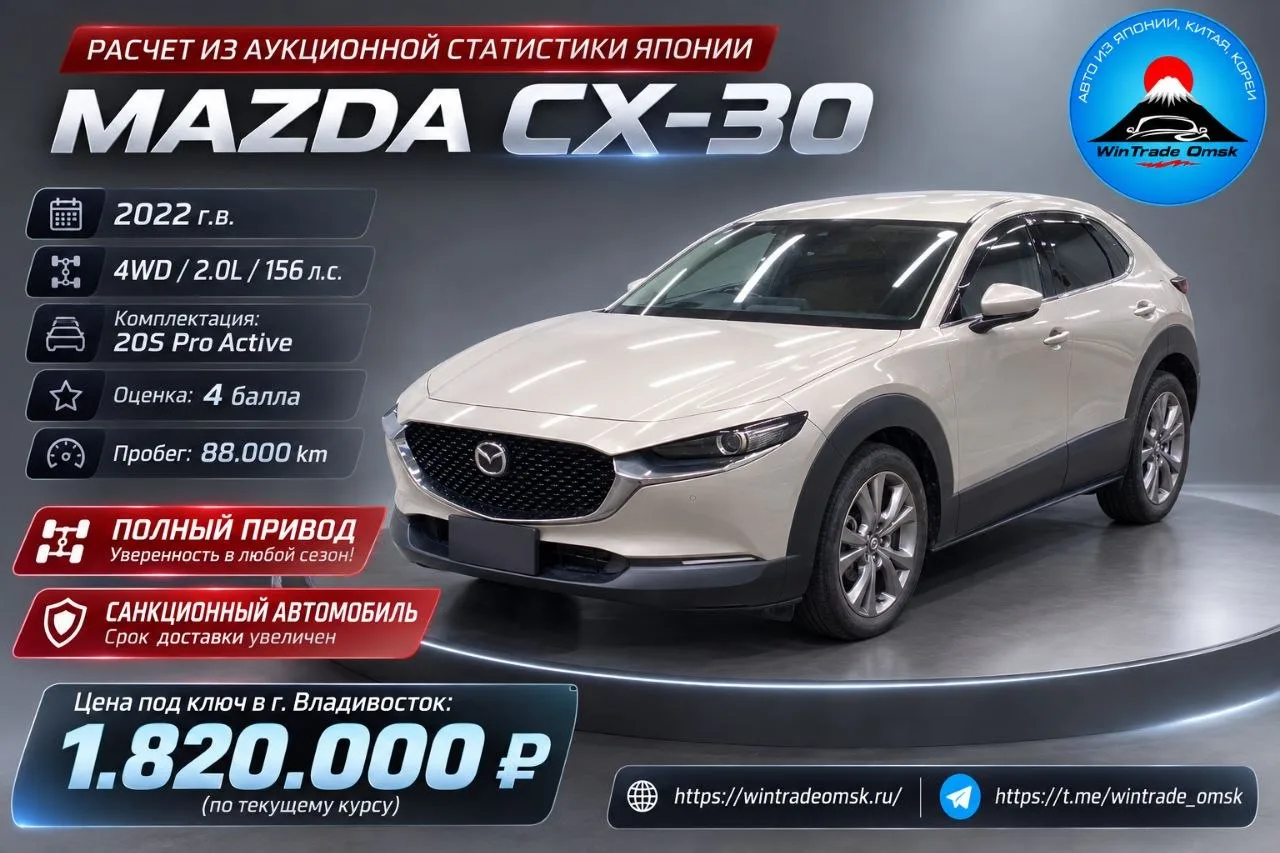 Расчет из аукционной статистики Mazda CX-30 🇯🇵