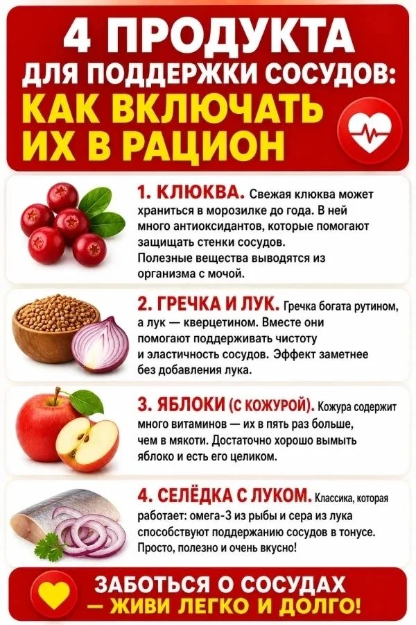 Состояние сосудов напрямую зависит от ежедневного меню.