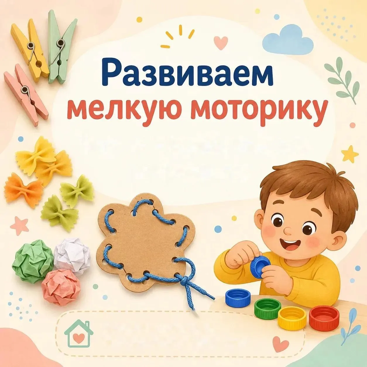 ✋ Развиваем мелкую моторику

Для полезных занятий не всегда нужны специальные игрушки. Прищепки, мак