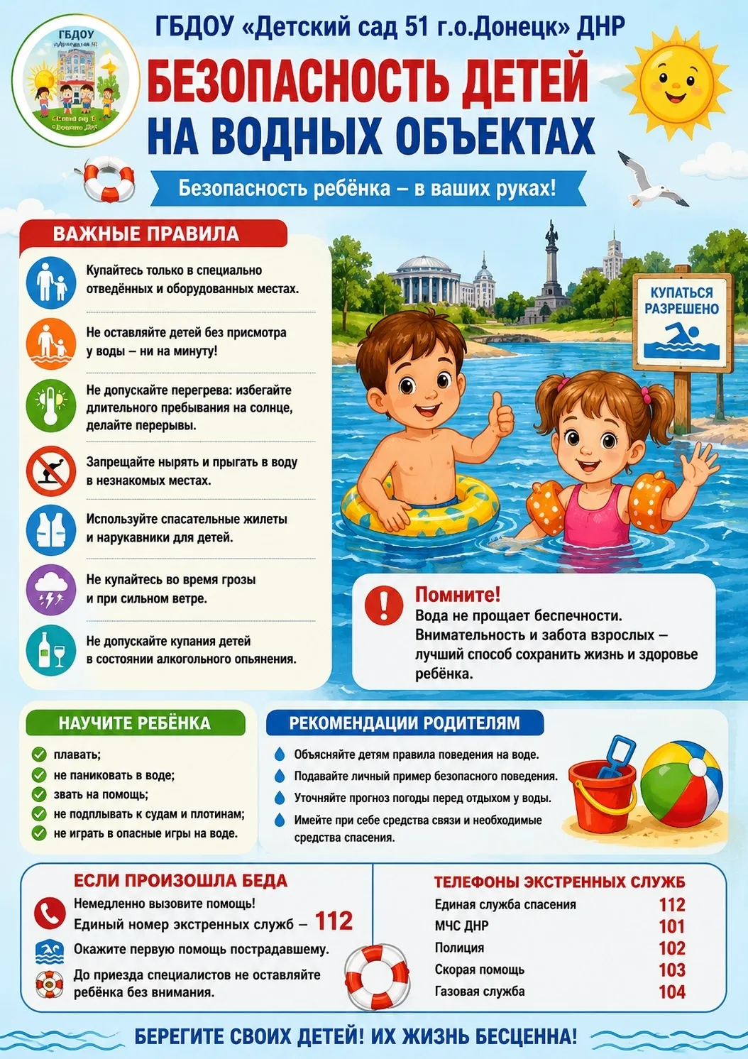 🌊 Безопасное лето: правила поведения на воде!
Уважаемые родители! Лето — прекрасное время для отдых