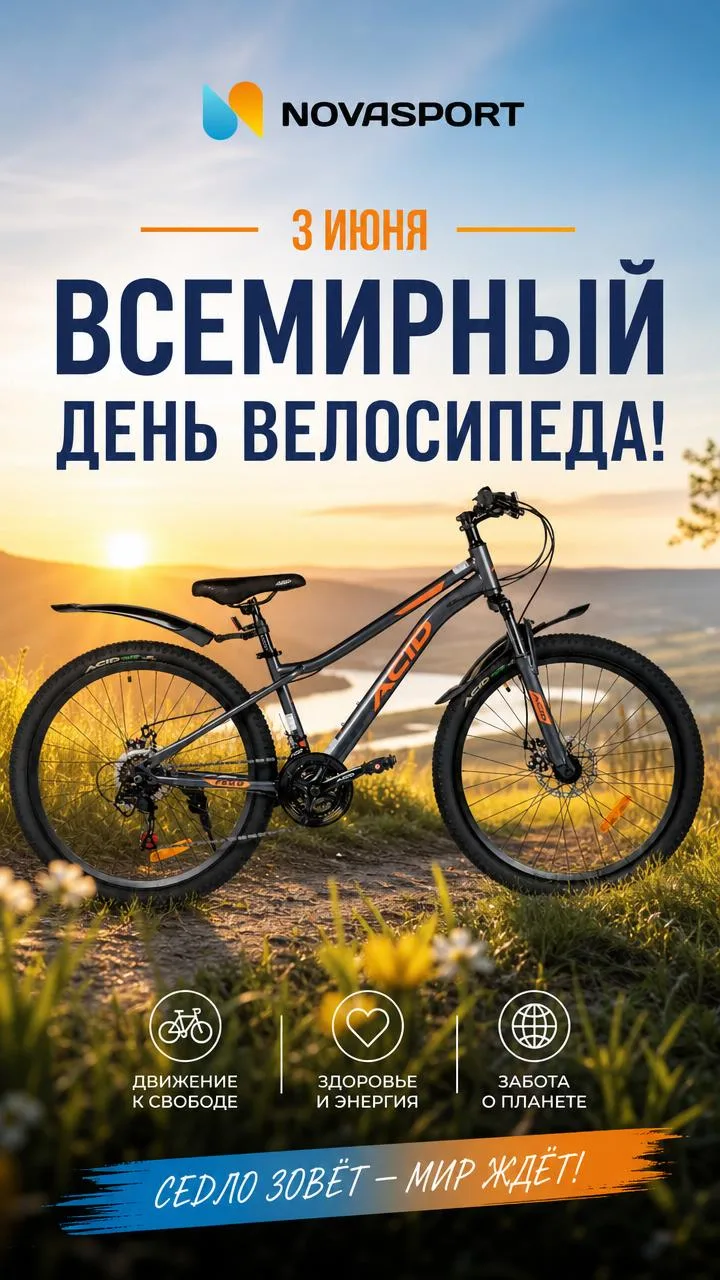 3 июня — Всемирный день велосипеда 🚴‍♀️🚴‍♂️