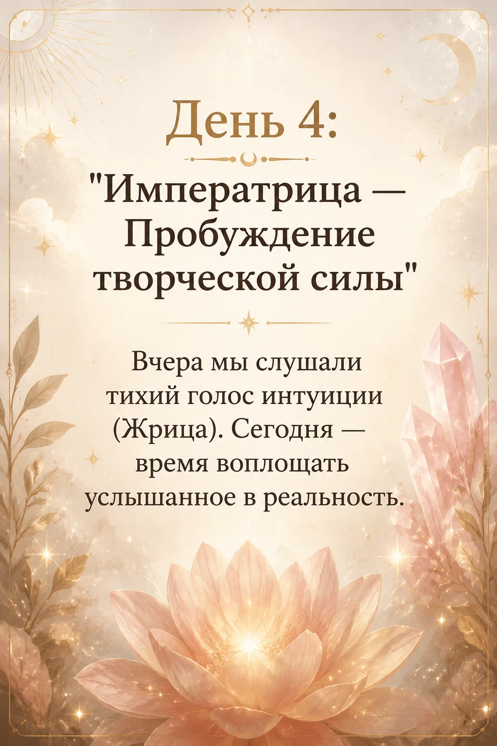 🌿 День 4: “Императрица — Пробуждение творческой силы”