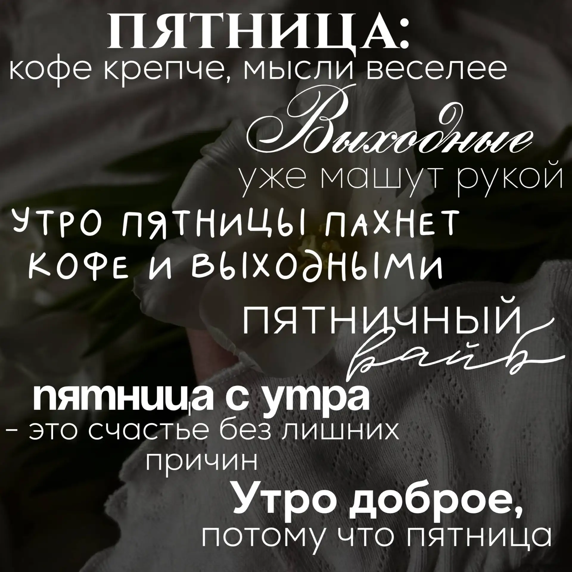 Утро пятницы пахнет кофе и выходными.
#утро #пятница

Ставьте ❤️ - если понравился набор