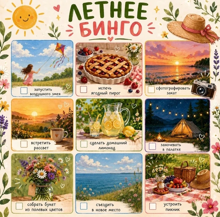 🌞  Впереди целое море солнечного света, радости и свободы

Чтобы длинные каникулы были яркими и зап