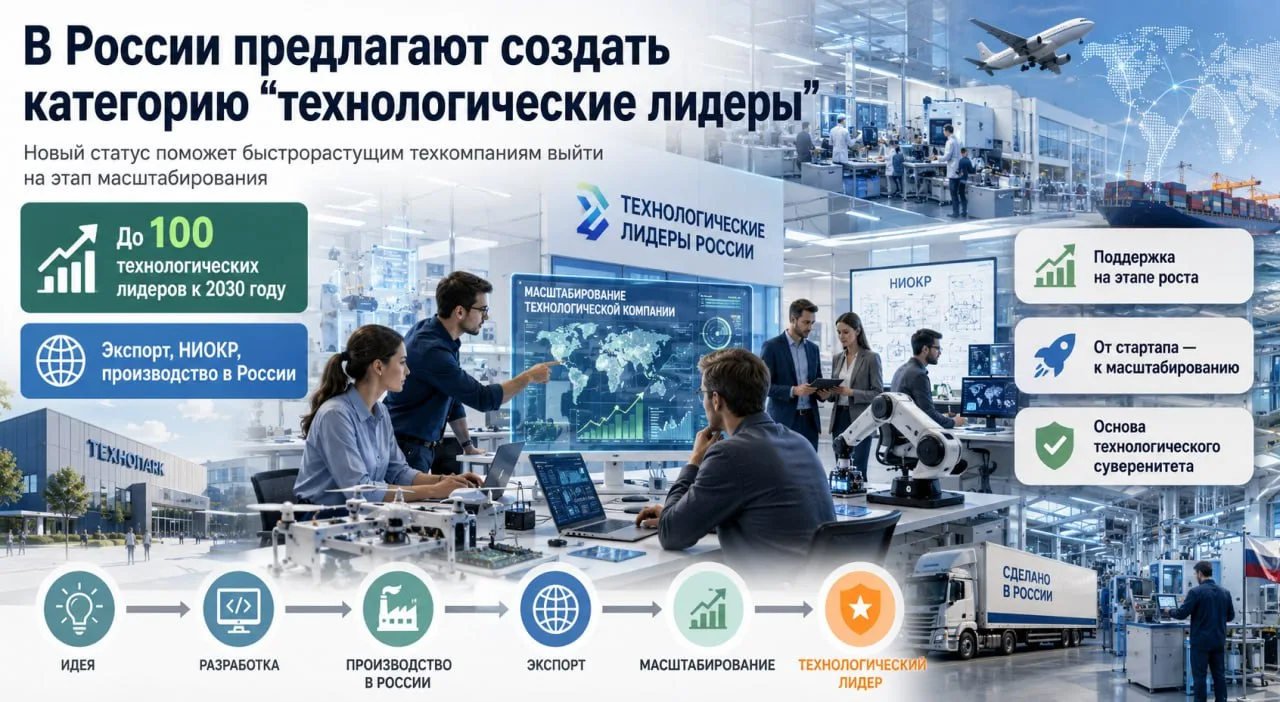В Минэкономики предложили создать в России новую категорию — «технологические лидеры». ...