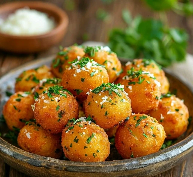 Картофельные шарики с брынзой и зеленью