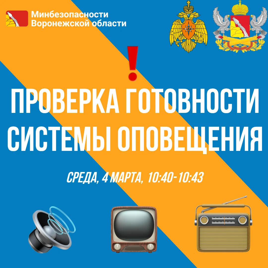 В Воронежской области 4 марта пройдет проверка готовности системы оповещения  В Воронежской области 