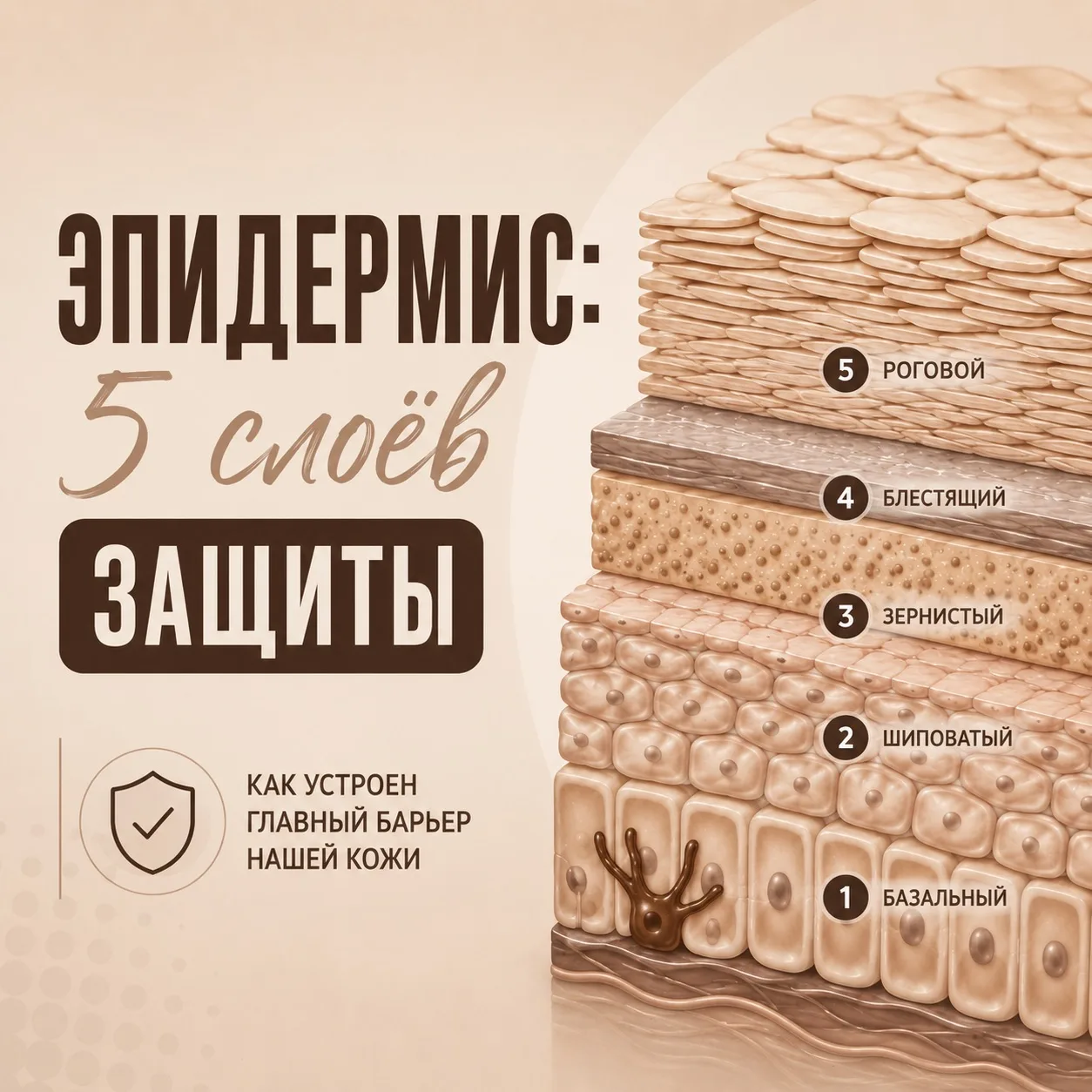 🛡️Эпидермис: 5 слоёв защиты