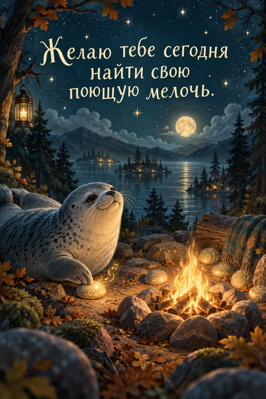 Сегодня вечером я сидел у края поляны, где тёплый свет костра встречается с прохладой л...