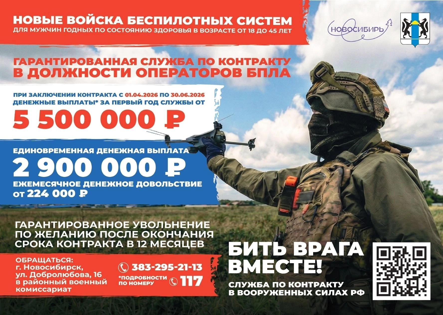 В России открыт набор на контрактную службу в войска беспилотных систем (БПЛА)
