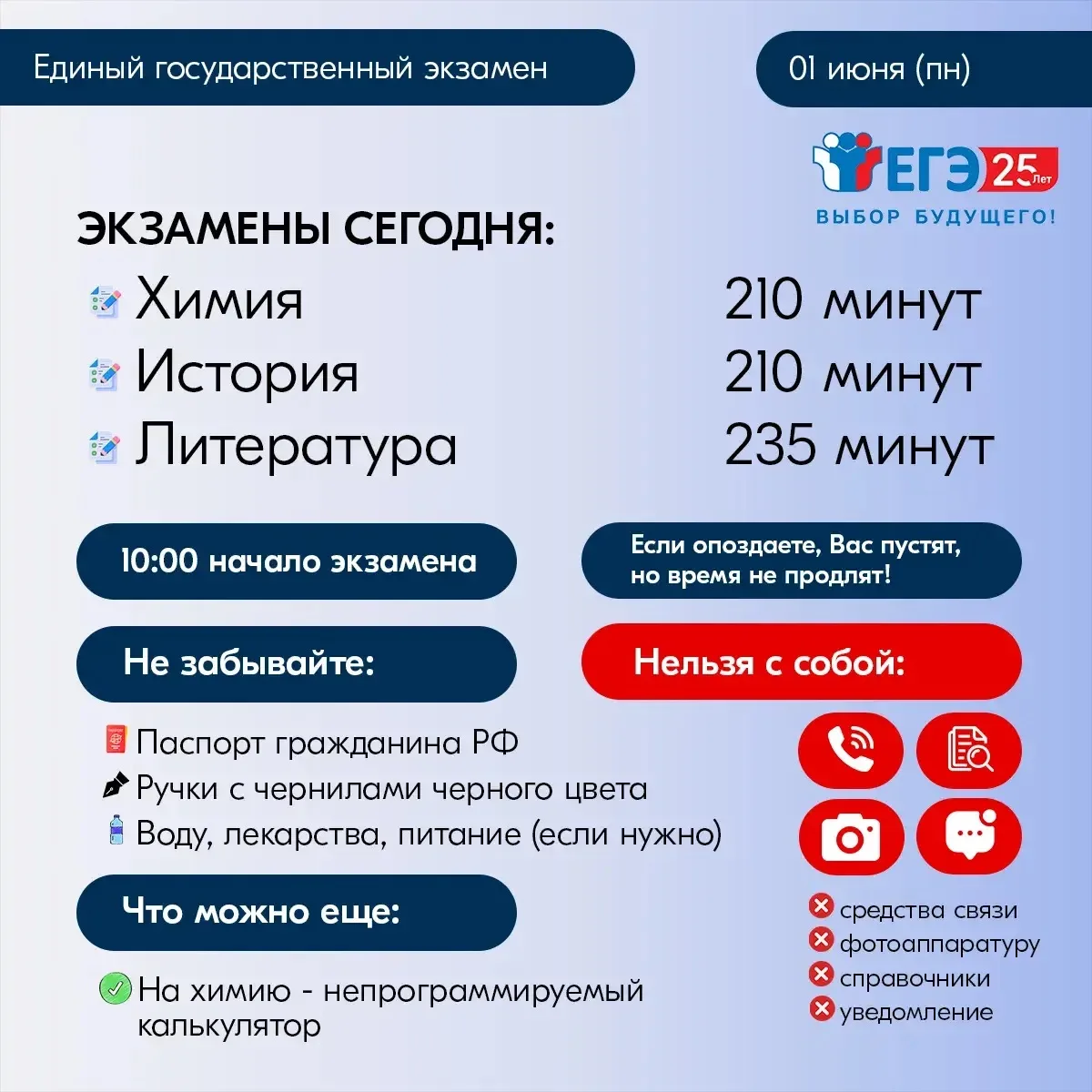 Сегодня выпускники 11‑х классов новоуренгойских школ сдают ЕГЭ по истории, литературе и...