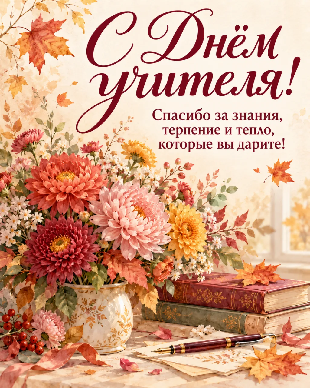 💐 С Днём учителя! Спасибо за знания, терпение и веру в каждого ученика.