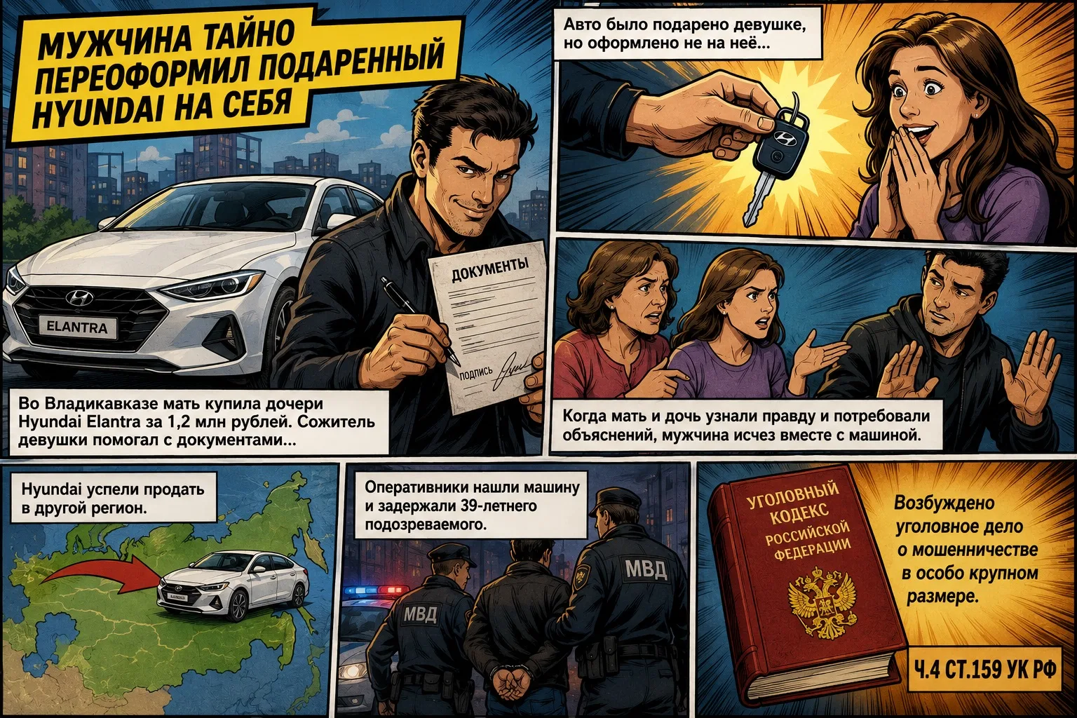 Мужчина тайно переоформил автомобиль на себя и исчез  Во Владикавказе девушка случайно узнала, что H