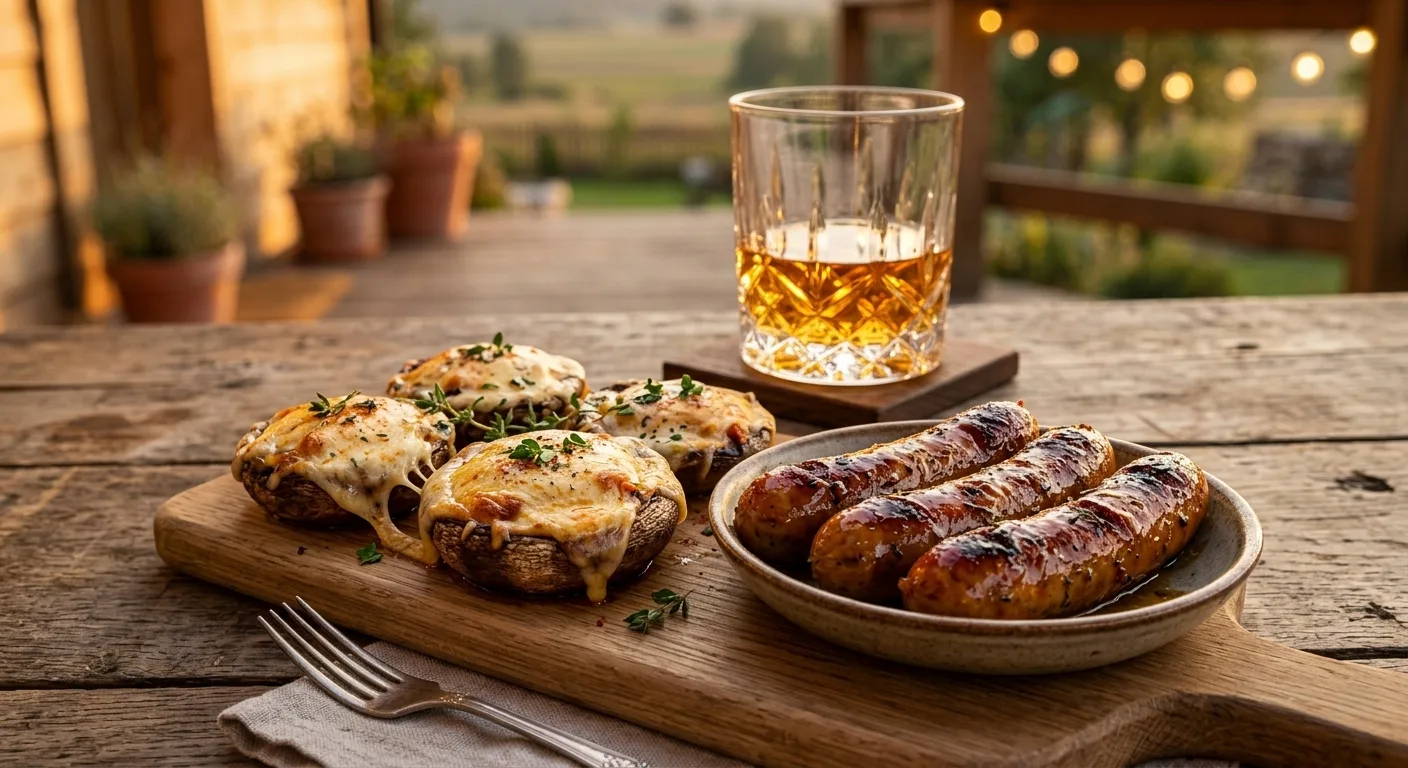 Пара к бокалу: 🥃 Виски

🔥 Запечённые шампиньоны с сыром
С чем лучше всего?
Купажированный виски ил