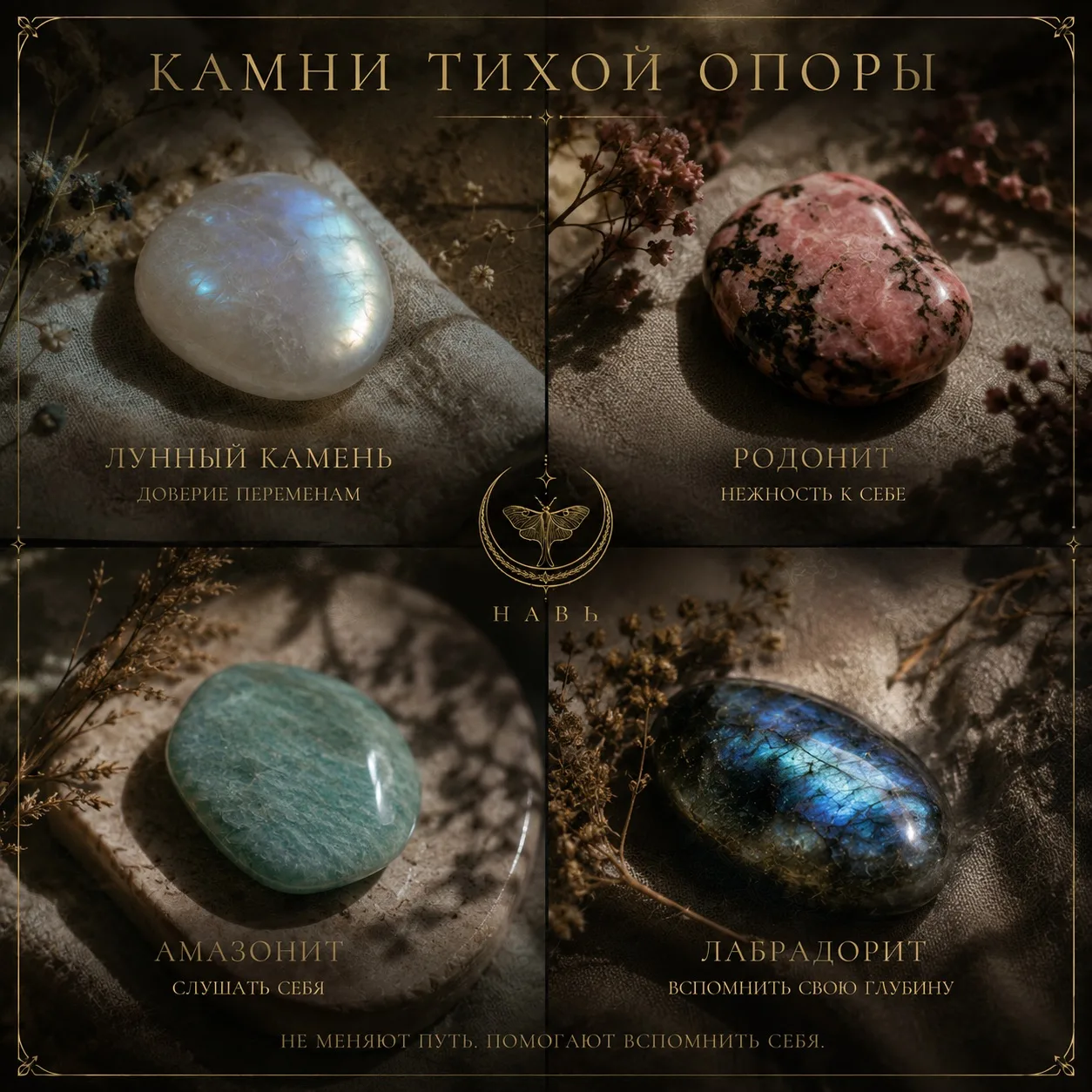 ☽ Камни тихой опоры

Иногда нам нужен не ответ.
А маленький предмет, который напомнит:остановись, вд