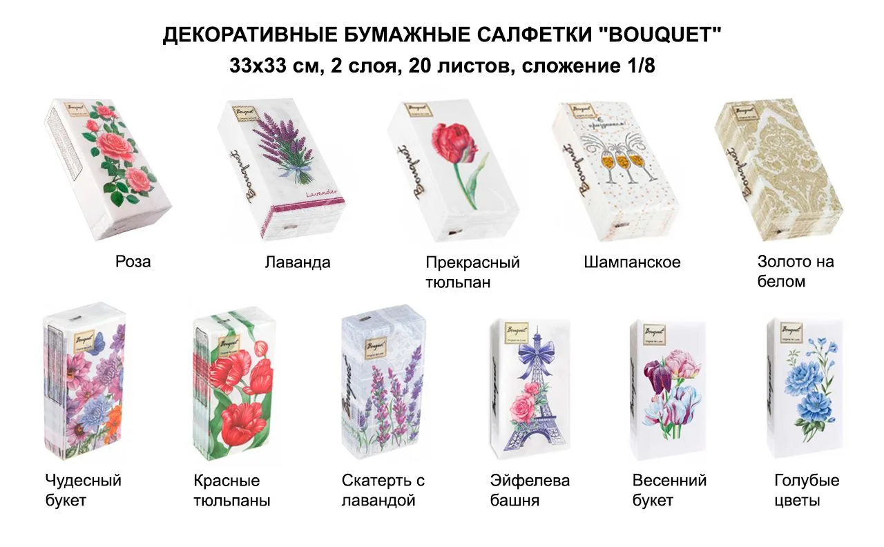 Декоративные бумажные салфетки Bouquet Original de Luxe - прекрасное украшение стола! 🌺

🌸 двухсло