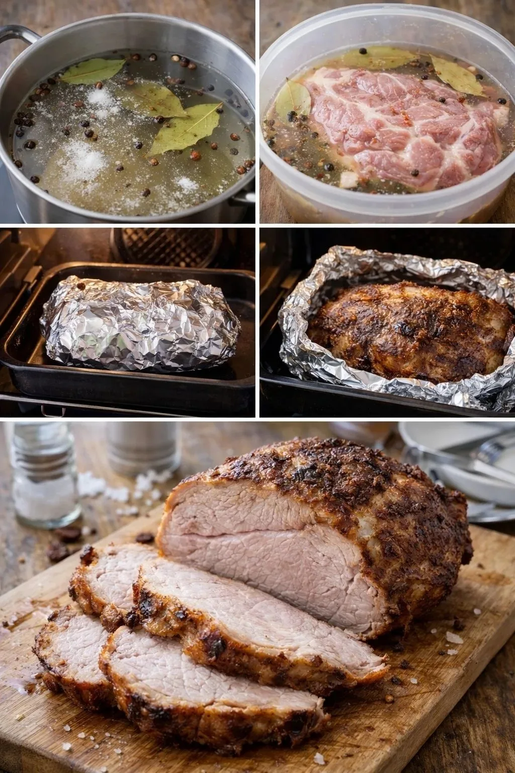 Запечённая свинина 🥩Нежная, ароматная и сочная. Ингредиенты: Свиная шея — 1,3 кг Вода — 1,5 л Соль —