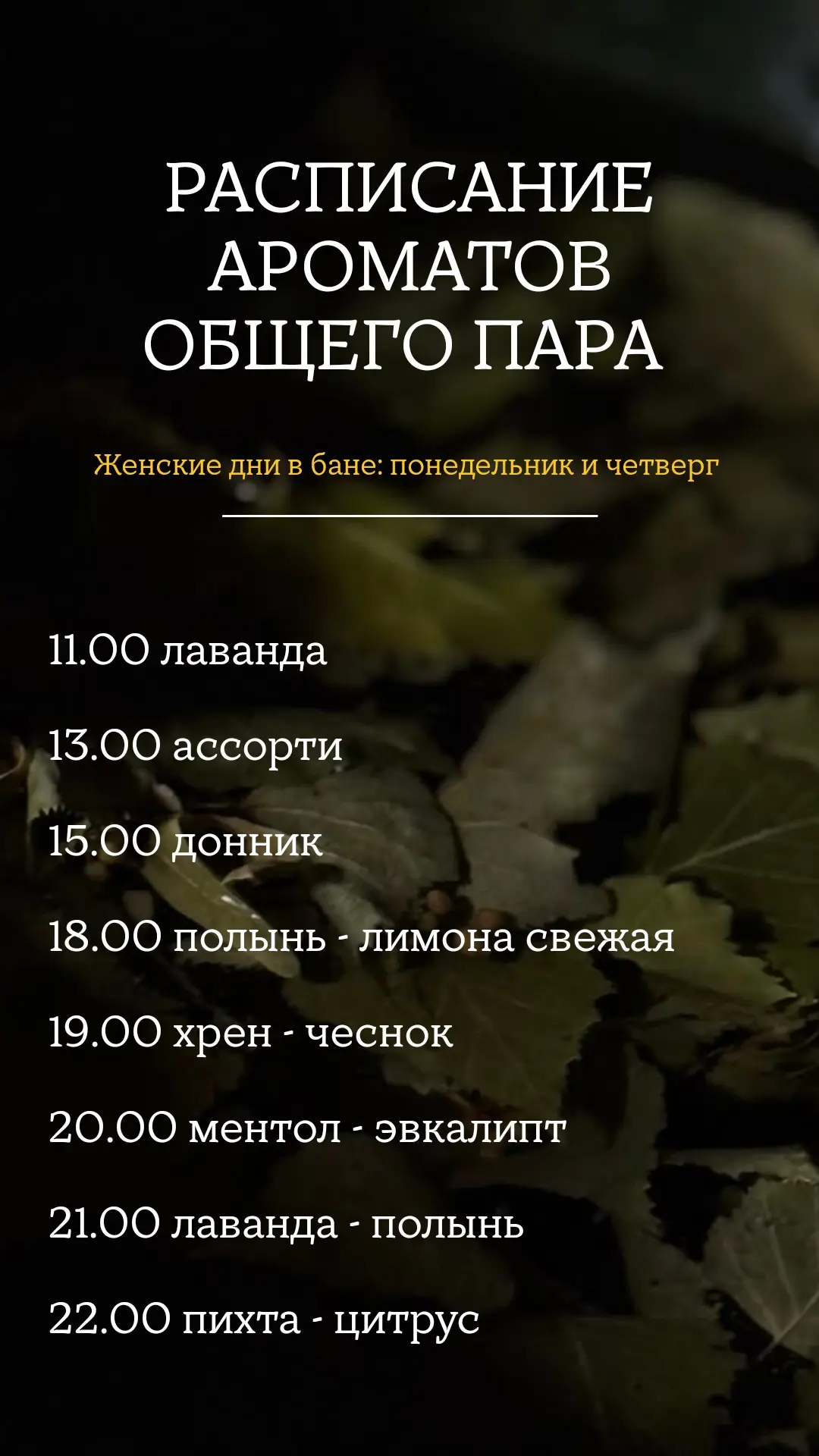 ОБЩИЙ ПАР В ОБЩЕСТВЕННЫХ БАНЯХ. Новое расписание