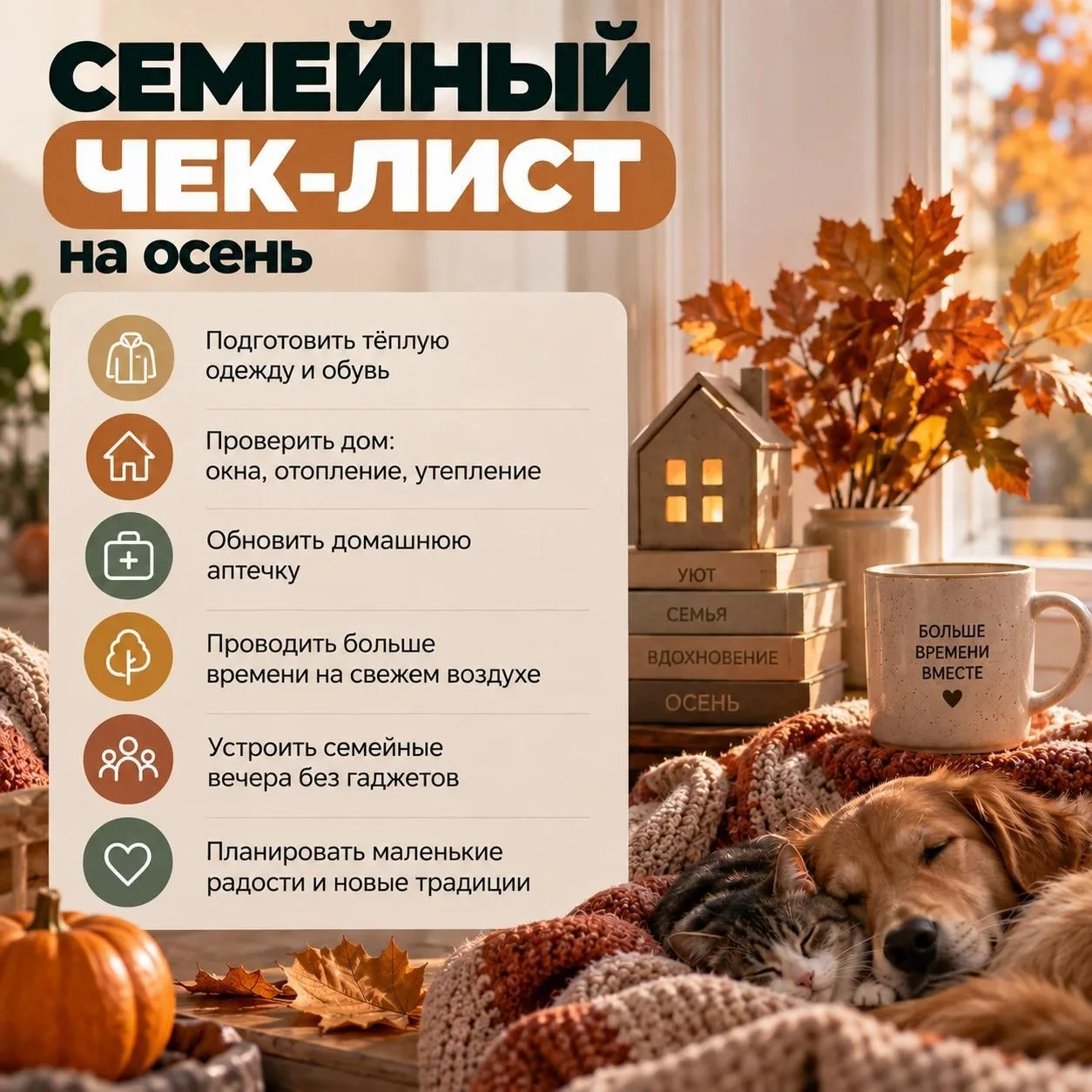 🍂 Осень — отличный повод немного перезагрузить семейный быт. Собрали небольшой чек-лис...
