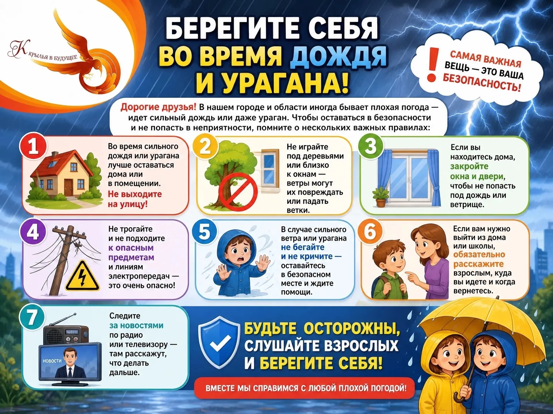 📌Берегите себя во время дождя и урагана📌
