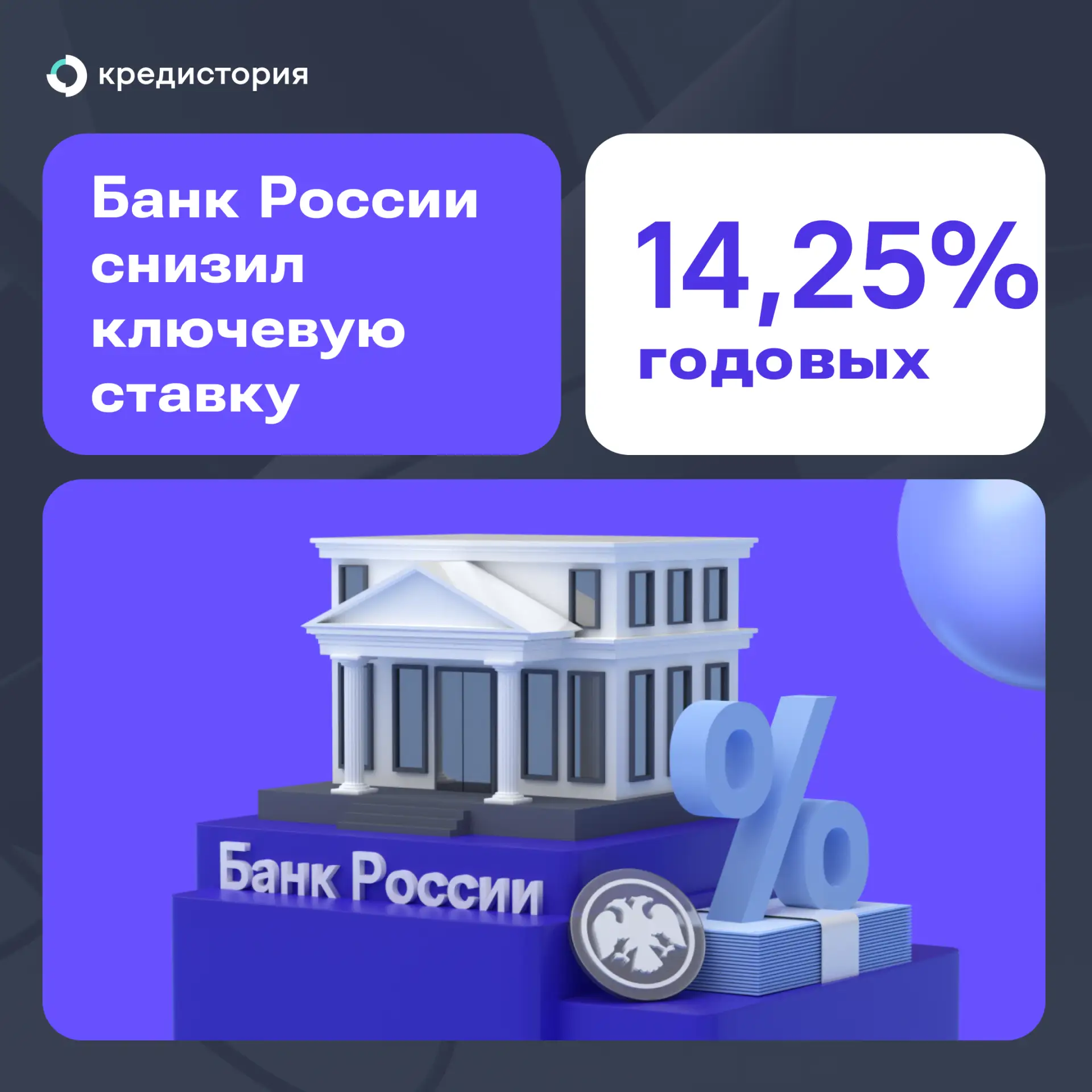 ❗️Банк России снизил ключевую ставку до 14,25%. В статье разбираемся, что такое ключевая ставка, для
