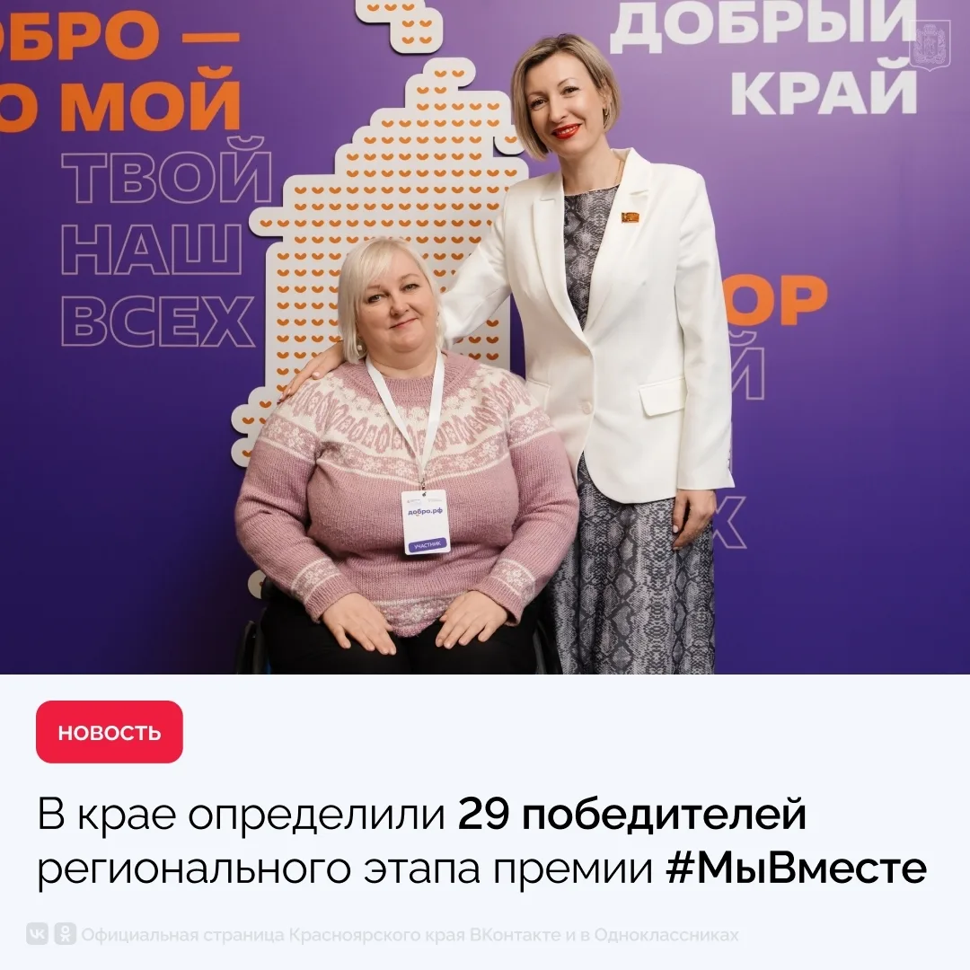 По итогам регионального этапа Международной премии #МыВместе победителями стали 29 добр...