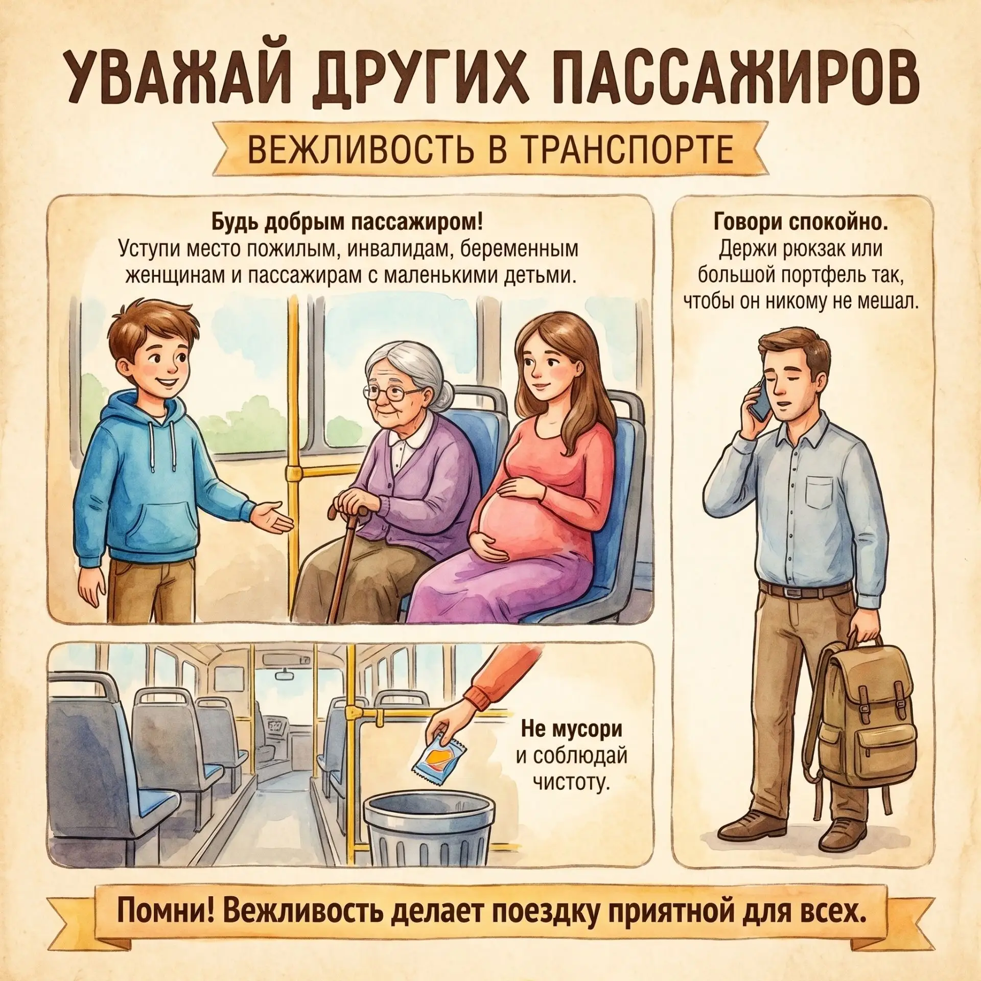 🚌 Как вести себя в автобусе, маршрутке или метро?