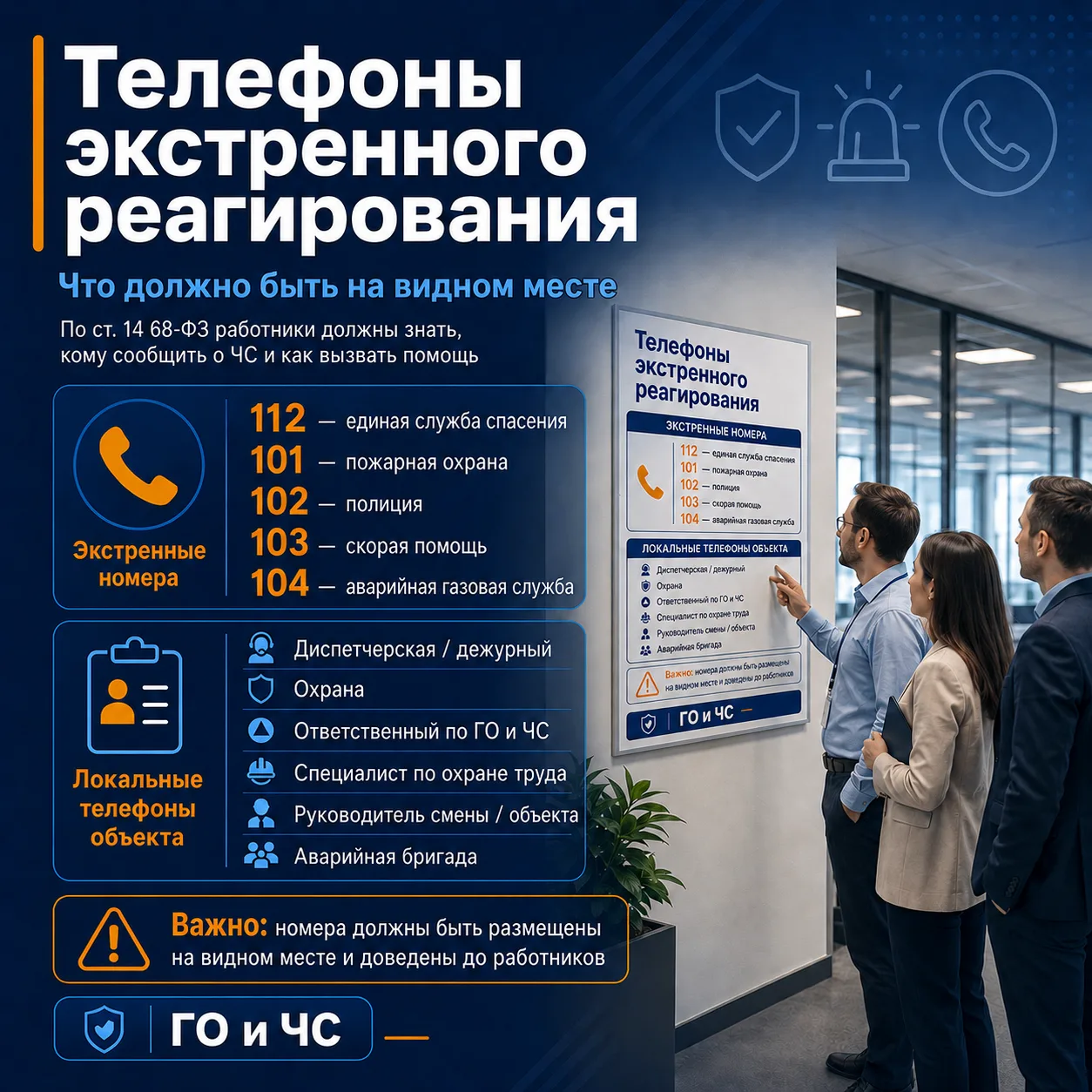 Телефоны экстренного реагирования должны быть на видном месте

В организации может не быть своих ава