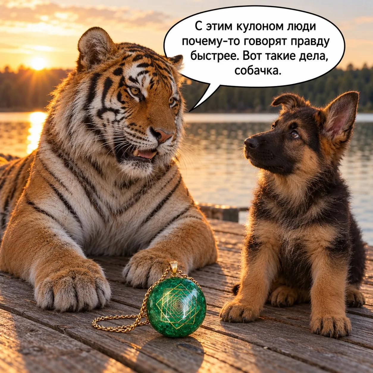 😂 Ну всё. «Зеркало честности» добралось до тигра и собачки.