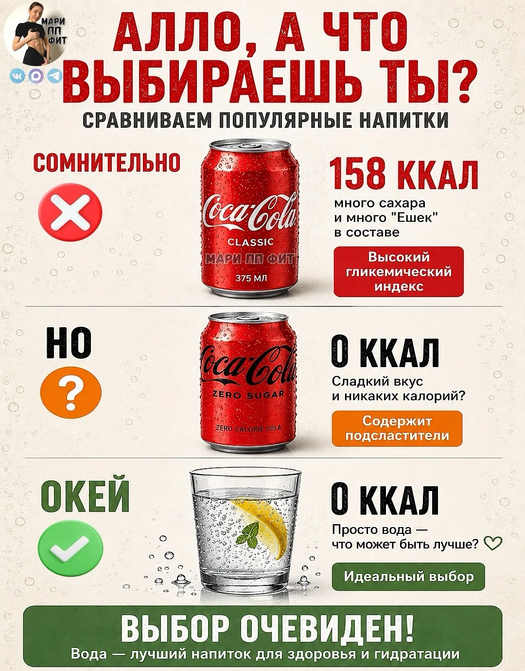 🥤 ПОЧЕМУ ВОДА ЛУЧШЕ КОЛЫ И «КОЛЫ ZERO», НО ИНОГДА КОЛУ ТОЖЕ МОЖНО ⁉️