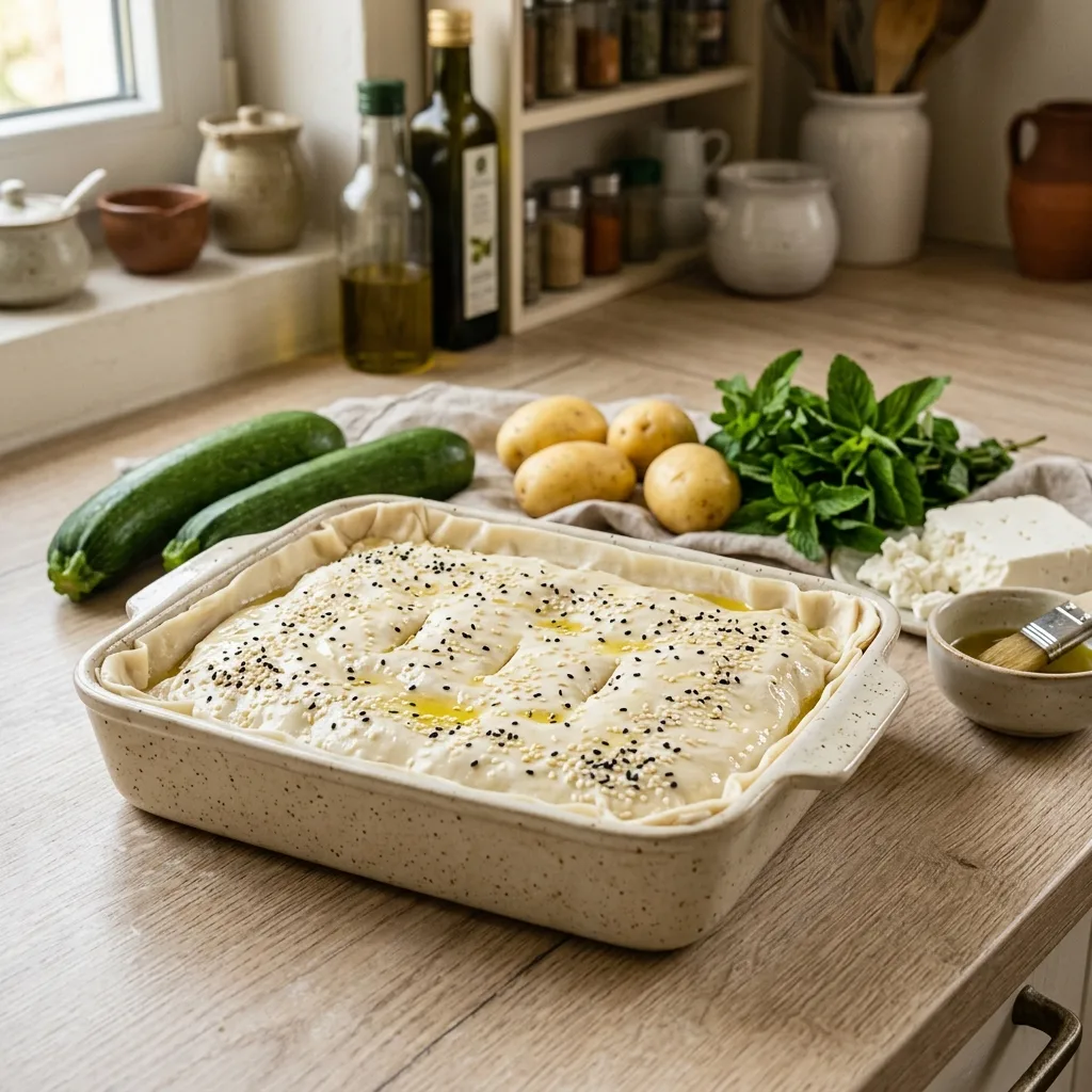 Ханиотико буреки — критский пирог с кабачками, картофелем и мятой
