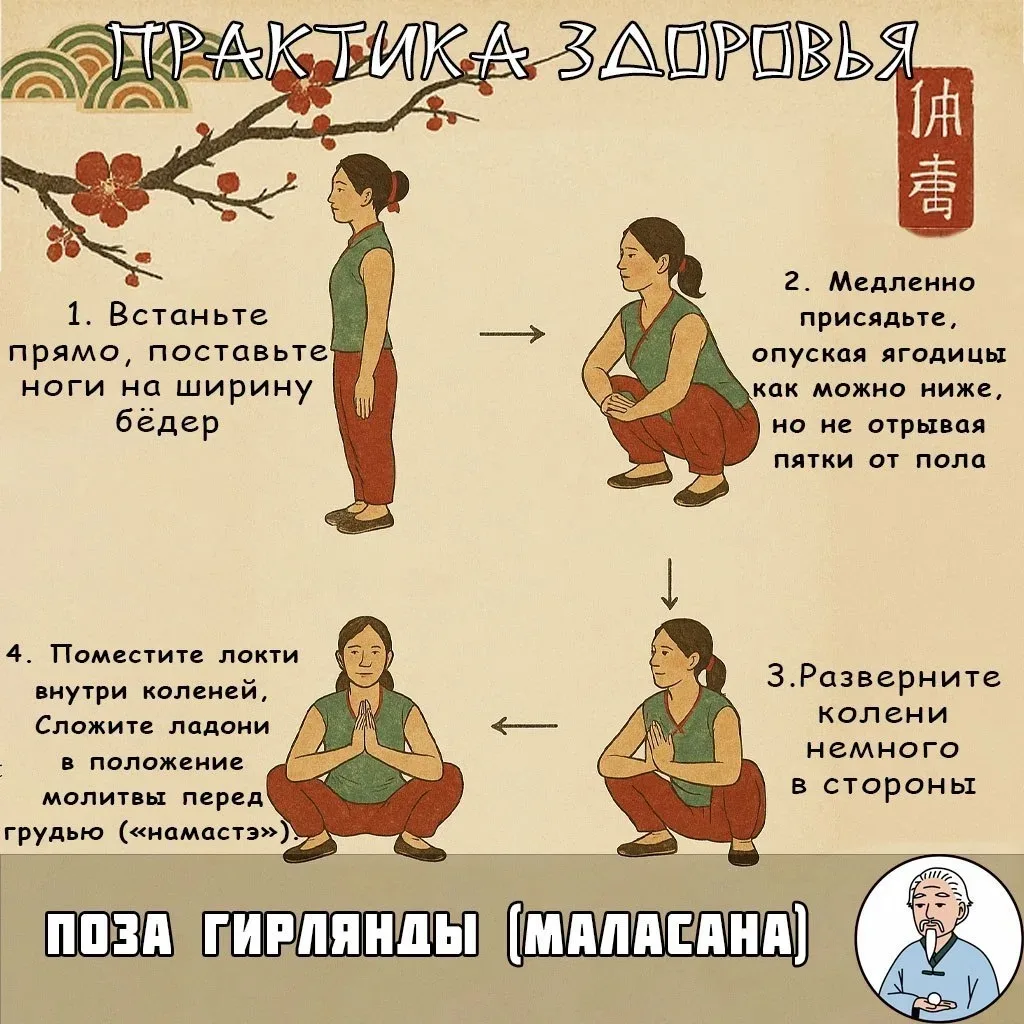 🌱 Укрепи тело и успокой разум с позой Гирлянды!